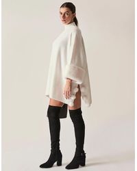 James Lakeland - Pom Pom Faux Fur Knit Poncho - Lyst