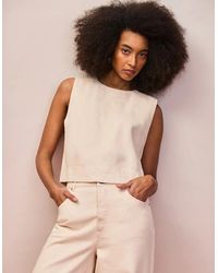 Ro&zo - Ecru Cotton Twill Shell Top - Lyst