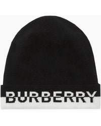 Burberry - Logo Cashmere Blend Beanie - Lyst