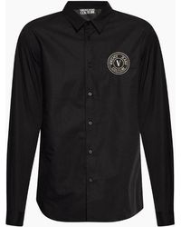 Versace - Cotton Printed V-Emblem Logo/ Shirt - Lyst