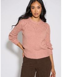 Gini London - Crochet Yoke Long Sleeve Jumper - Lyst