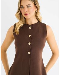 Gini London - Chocolate Button Front Compact Knit Waistcoat - Lyst