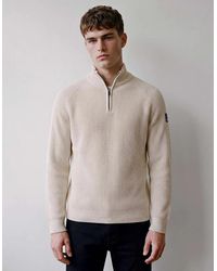 Luke 1977 - Watton Plated 1/4 Zip Knitted Jumper - Lyst