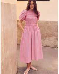 Ro&zo - Petite Stripe Shirred Bodice Dress With Cotton - Lyst