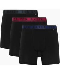 Ted Baker - 3-Pack Contrast Waistband Boxer Briefs, W/ /Pool/Burgundy - Lyst