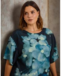 Live Unlimited London - Floral Print Woven Elevated T-Shirt - Lyst