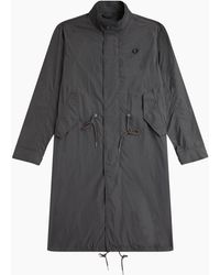 Fred Perry - Straight Hem Gunmetal Thin Parka Jacket - Lyst