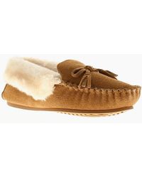 Hush Puppies - Moccasin Slippers Agnes Fur Slipper Leather Slip On Tan Uk S - Lyst