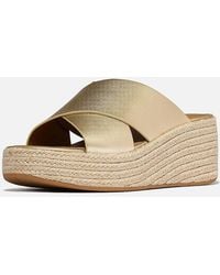 Fitflop - Platfforms Espadrille Leather Wedge Cross Slides - Lyst