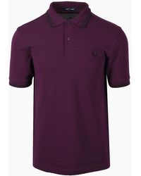 Fred Perry - Twin Tipped Polo Shirt Plum - Lyst