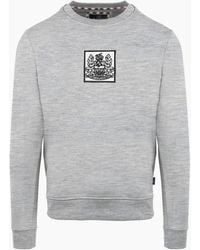 Aquascutum - Crew Neck Ribbed Collar Long Sleeve Sweatshirt - Lyst