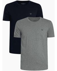 Emporio Armani - Cotton 2-Pack Round Neck Eagle Logo/ T-Shirt - Lyst