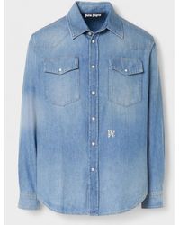 Palm Angels - Pa Monogram Denim Shirt Light - Lyst
