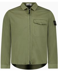 Stone Island - Stretch Organic Cotton Satin Overshirt - Lyst