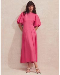 Ro&zo - Pleat Detail Linen Blend Dress - Lyst