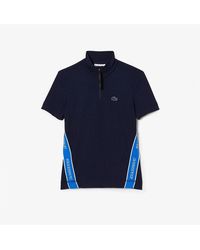 Lacoste - Ribbed Collar Zip Neck Short Sleeve Polo Shirt - Lyst