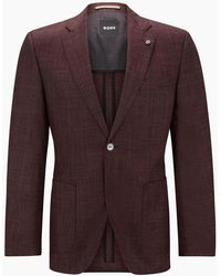 BOSS - H Janson Notch Collared Solid Patterned Blazer - Lyst