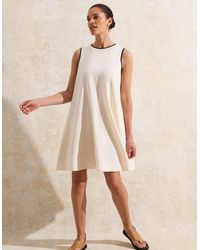 Ro&zo - Linen Blend Piping Detail Short Dress - Lyst