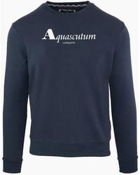 Aquascutum - Crew Neck Ribbed Collar Long Sleeve Sweatshirt - Lyst