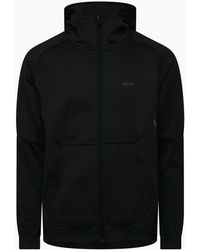 BOSS - Civic Solid Patterned Hooded Full Zipper Ribbed Cuff Jacket - Lyst