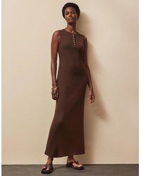 Ro&zo - Chocolate Rib Column Dress - Lyst