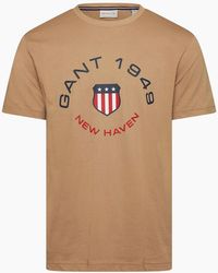 GANT - Text Graphic Crew Neck Short Sleeve Jersey T-Shirt - Lyst