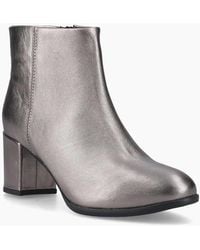 Hush Puppies - Claridy Leather Pewter Heeled Ankle Boots - Lyst