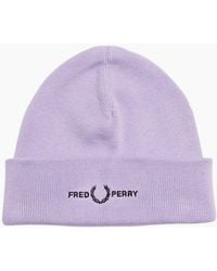 Fred Perry - Graphic Logo Lilac Beanie - Lyst