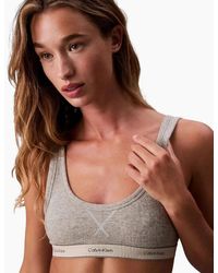 Calvin Klein - Heritage Cotton Unlined Bralette, Heather - Lyst