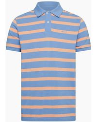 GANT - Striped Collared Neck Short Sleeve Polo Shirt - Lyst