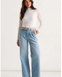 Gini London - Light Pleat Wide Leg Jean - Lyst
