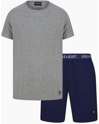 Lyle & Scott - Charlie T-Shirt & Shorts Lounge Set, Peacoat Marl - Lyst