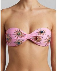 Oceanus - Stella Embellished Bandeau Bikini Top - Lyst