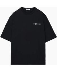 McQueen - Oversized Vertical Back Logo T-Shirt - Lyst