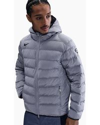 Nike - Solid Patterned Zipped Pocket Hooded Woven Cuff Puffer Jacket - Lyst