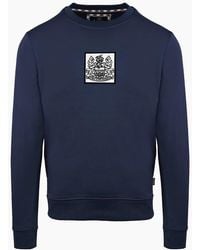 Aquascutum - Crew Neck Ribbed Collar Long Sleeve Sweatshirt - Lyst