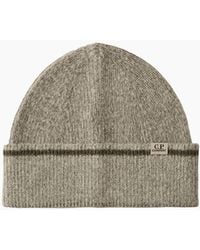 C.P. Company - Fleece Knit Logo Beanie - Lyst