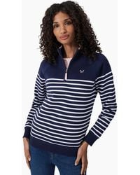 Crew - Half Zip Striped Sweatshirt - Lyst