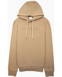 Burberry - Logo Print Cotton Hoodied Sweatshirt Camel - Lyst