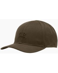 C.P. Company - Embroidered Logo Gabardine Khaki Baseball Cap - Lyst