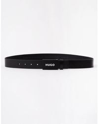 BOSS - Hugo Gilao Matte Leather Belt With Branded Plaque Buckle - Lyst
