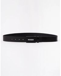 BOSS - Hugo Gilao Matte Leather Belt With Branded Plaque Buckle - Lyst