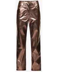 Amy Lynn - Lupe Metallic Patterned Straight Trousers - Lyst