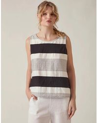 James Lakeland - Striped Linen Blend Sleeveless Button-Back Top - Lyst