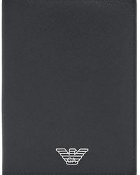 Emporio Armani - Asv Eagle Logo Leather Passport Holder - Lyst