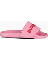 Burberry - Logo Tech Furley Sliders Bubblegum - Lyst