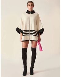 James Lakeland - Cream Stripe Zip Knit Cape - Lyst