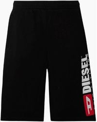 DIESEL - Crow Large Logo Cotton Shorts - Lyst