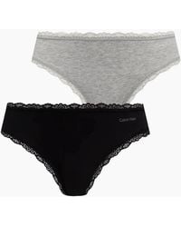 Calvin Klein - 2-Pack Modern Cotton Lace Bikini Briefs, Heather - Lyst