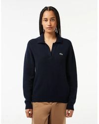 Lacoste - Crocodile Logo Collared Neck Long Sleeve Sweater - Lyst